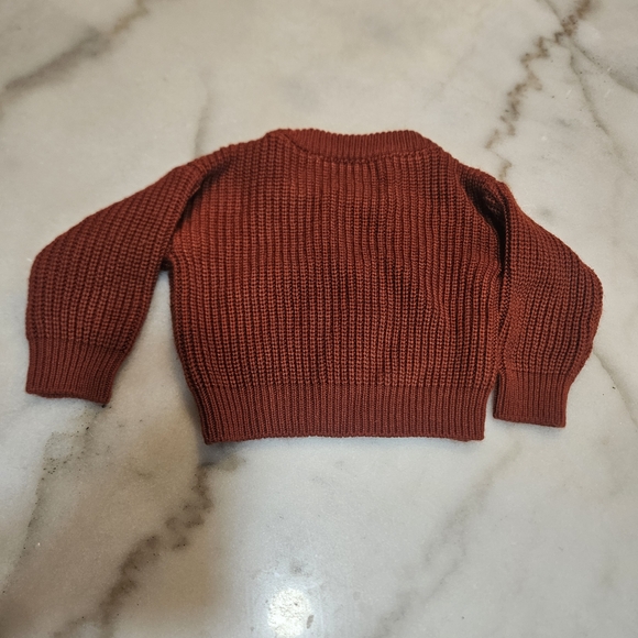 Rust Knit Sweater with White Script - Picture 2 of 3